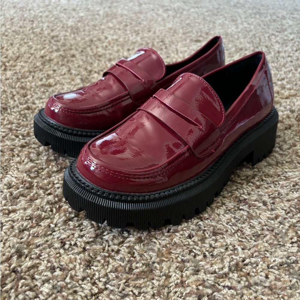 Cider Red Leather Slip On Shoes